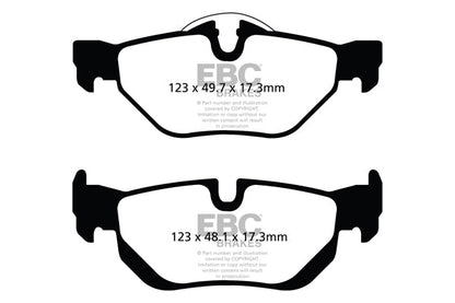 EBC Redstuff Ceramic Rear Brake Pads Set (Low Dust) for BMW 1 Series E82 & 3 Series E90/E92 | Teves ATE Rear Caliper | Performance Sport Back Pads | Fits 130i, 325i, 325ix/xi xDrive, 320ix/xi | DP32069C