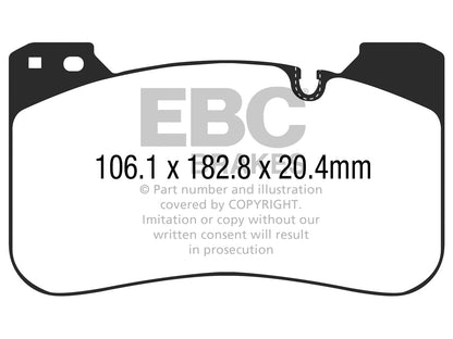 EBC Brakes Bluestuff NDX Front Brake Pads for BMW M5/M5 Competition F90 2018-on, Brembo Caliper Compatible - Fast Road & Track Day Uprated Performance Ceramic Pad Set DP52331NDX