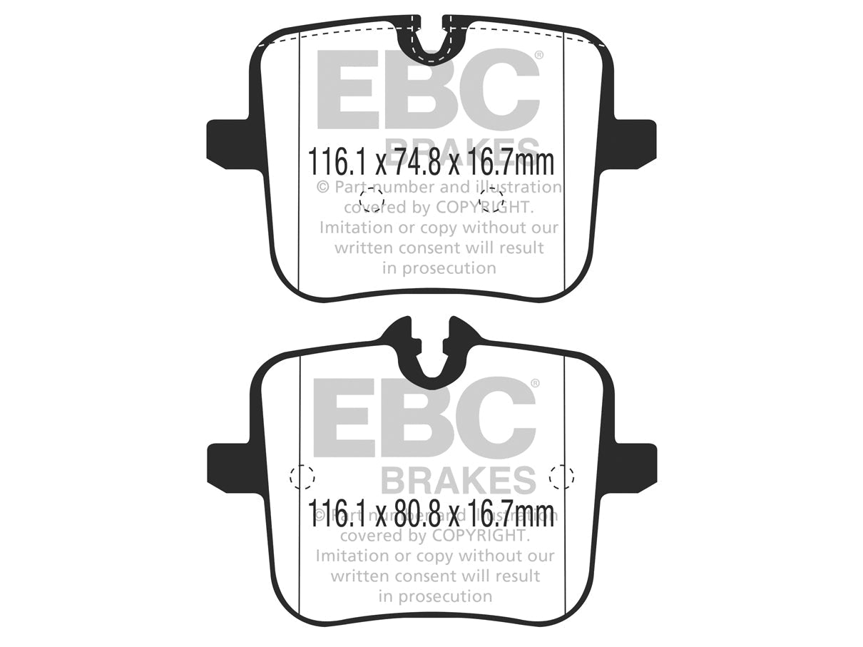 EBC Redstuff Ceramic Rear Brake Pads Kit for BMW M5 F90 (2018+) with TRW Rear Caliper - Low Dust, Quiet Street/Sport Performance OE Replacement Fast-Road Pad Set - DP32320C