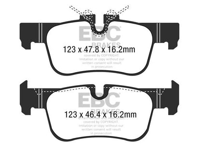 EBC Greenstuff 2000 Rear Brake/Disc Pads Set DP22235 (ATE Rear Caliper) – BMW F40 1 Series 116i 118i 120ix; F45/F46 2 Series Active & Gran Tourer; F44 Gran Coupe; i3 – MINI F54 Clubman & F60 Countryman JCW/Cooper S – Fast Road Low Dust