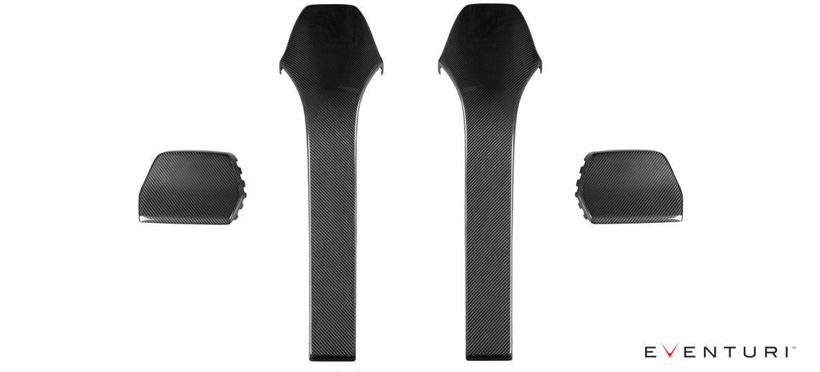 Eventuri Carbon Fibre/Fiber Front Seat Back Panels & Headrest Covers for BMW M3 F80, M4 F82, M2 Competition F87 (F8X) - OEM-Fit Gloss Interior Trim Shells, Backrest Overlays/Protectors, M Performance Style Upgrade