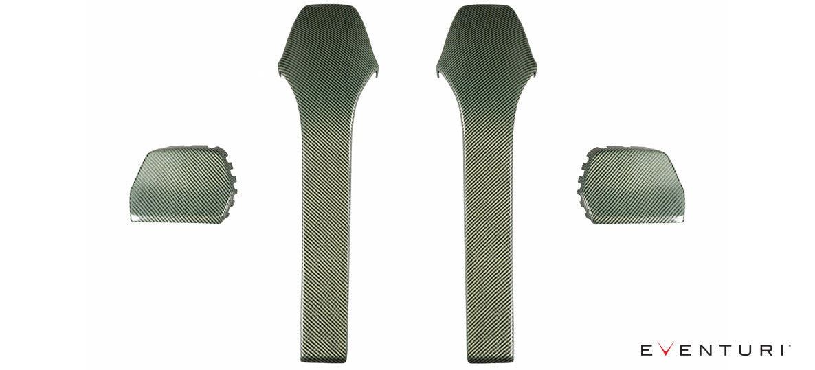 Eventuri Carbon Fibre/Fiber Front Seat Back Panels & Headrest Covers for BMW M3 F80, M4 F82, M2 Competition F87 (F8X) - OEM-Fit Gloss Interior Trim Shells, Backrest Overlays/Protectors, M Performance Style Upgrade