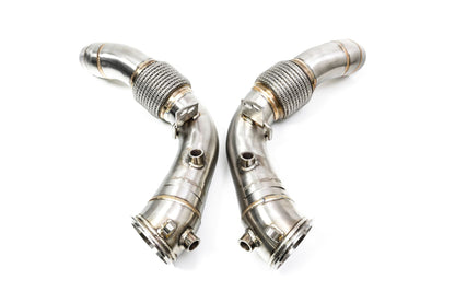 Evolve S63TU Catless / De-Cat / Cat Delete Turbo Downpipes (Down Pipes) for BMW M5 F10 & M6 F06 F12 F13 S63B44TU - Primary Catalyst Delete Race Pipes, T304 Stainless, 3in to 2.5in, Direct Bolt-On
