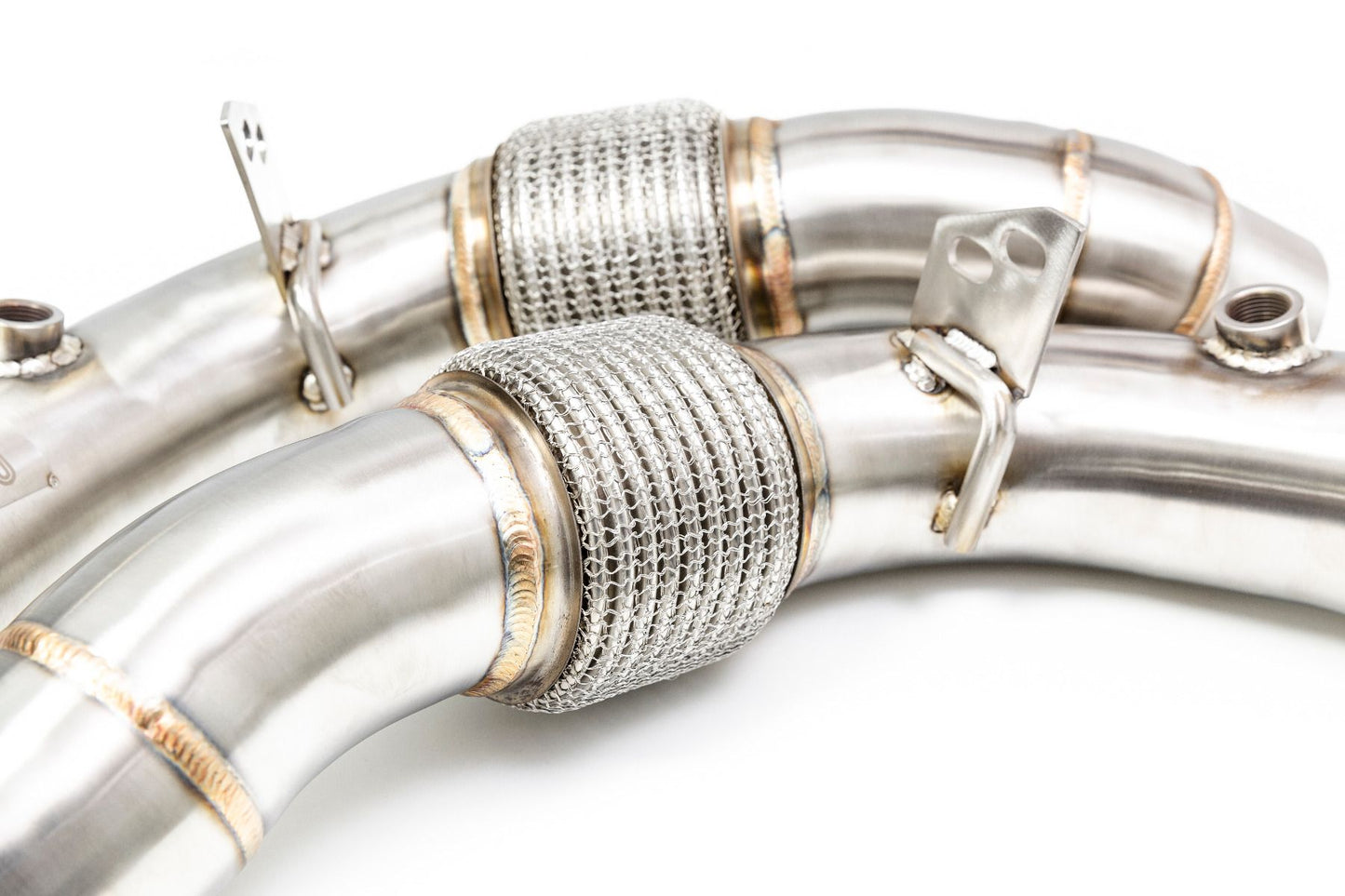 Evolve S63TU Catless / De-Cat / Cat Delete Turbo Downpipes (Down Pipes) for BMW M5 F10 & M6 F06 F12 F13 S63B44TU - Primary Catalyst Delete Race Pipes, T304 Stainless, 3in to 2.5in, Direct Bolt-On