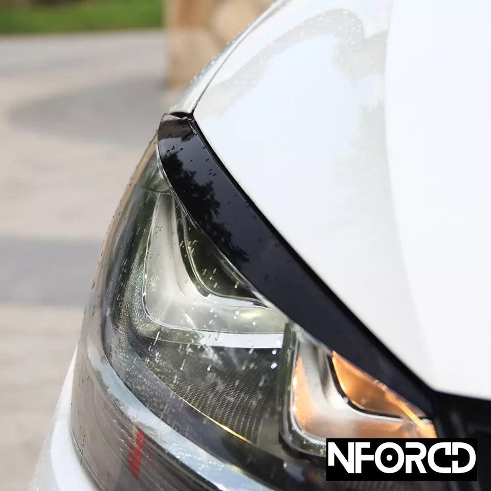 VW Golf Mk7/Mk7.5 (Golf 7/7.5 facelift) Headlight Eyelids Eyebrows - Fits GTI R GTD - Lamp Brows, Headlamp Trims, Front Light Covers - Adhesive Stick-On Pair - Exterior Styling Upgrade