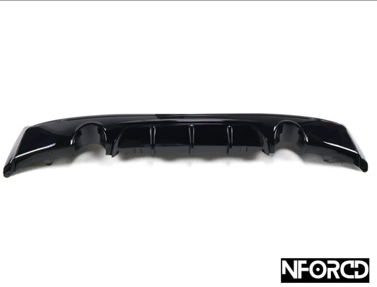 BMW 2 Series F22 F23 2014-2020 Rear Diffuser, Valance/Apron, Bumper Insert - Gloss Piano Black ABS - For M Sport Rear Bumper, Left Twin Pipe Dual Exit (Coupe/Convertible) M Performance Style Fits M235i 218i 220i 228i 220d