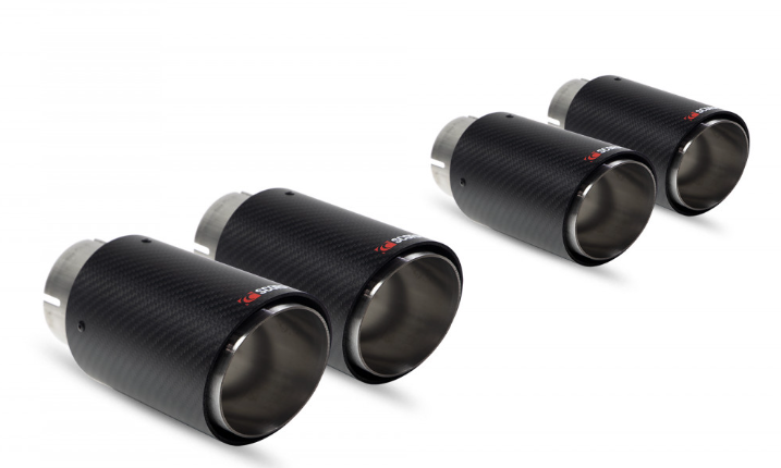 Scorpion Ascari Carbon Fibre 90mm Quad Exhaust Tips Tailpipes Tail Trims (x4) for BMW M3 F80 S55 2014-2018 Pre-OPF/GPF (Non-OPF, Non-GPF) Muffler Tips/Finishers - Fits Scorpion Cat-Back Only