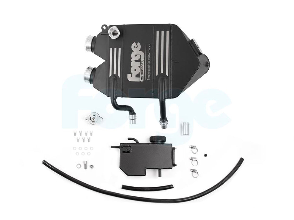 Forge Motorsport S55 Top Mount Chargecooler & Expansion Tank for BMW M2 Competition (F87), M3 (F80) & M4 (F82/F83) - Bar & Plate Quadruple Pass Intercooler Upgrade FMCC1