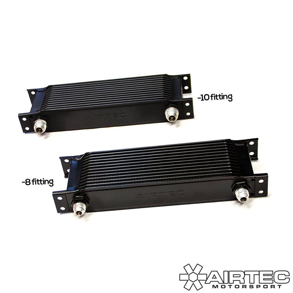 AIRTEC Motorsport 12-Row Universal Engine/Transmission Oil Cooler - AN8/AN10 Male Unions - Gearbox Cooler Radiator, Compact High-Flow Cast Aluminium, Satin Black Heat Exchanger