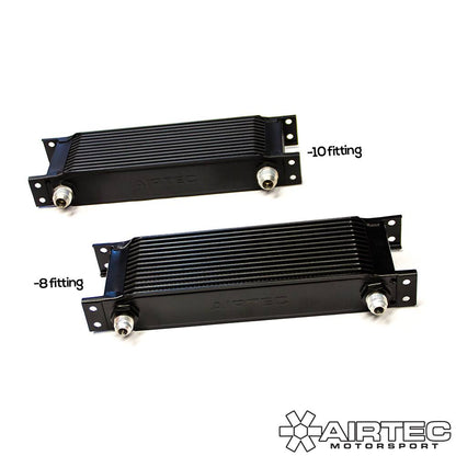 AIRTEC Motorsport 12-Row Universal Engine/Transmission Oil Cooler - AN8/AN10 Male Unions - Gearbox Cooler Radiator, Compact High-Flow Cast Aluminium, Satin Black Heat Exchanger