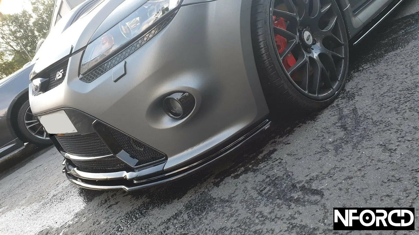 Ford Focus RS Mk2/MK2 Front Splitter Gloss Black – Front Lip Spoiler, Bumper Lip, Chin Spoiler – ABS Lower Valance Aero Lip / Front Bumper Extension – UK Made (2009–2011) KSB Styling