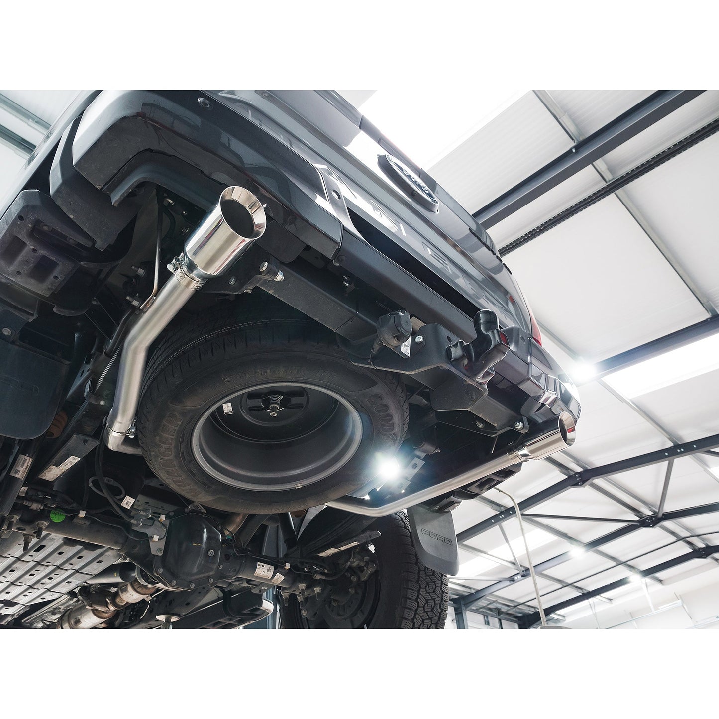 Ford Ranger Mk4 Pickup 4x4 2.0 EcoBlue TDCi (2019-2022, incl. Bi-Turbo) Raptor Style Dual Exit Twin Tip Axle-Back/Rear Section Performance Exhaust - Cobra Sport Stainless Steel Back Box/Rear Silencer Upgrade