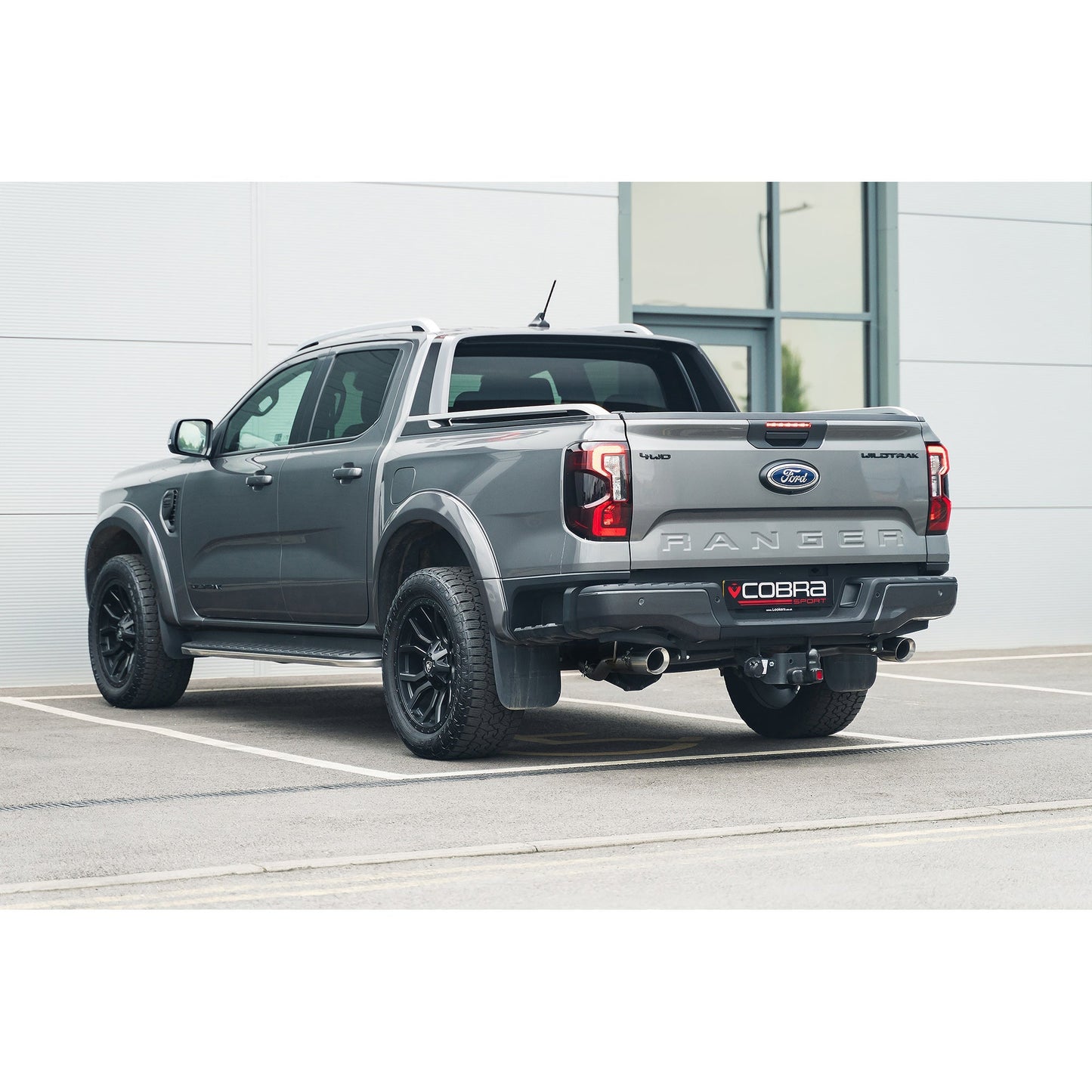 Ford Ranger Mk4 Pickup 4x4 2.0 EcoBlue TDCi (2019-2022, incl. Bi-Turbo) Raptor Style Dual Exit Twin Tip Axle-Back/Rear Section Performance Exhaust - Cobra Sport Stainless Steel Back Box/Rear Silencer Upgrade