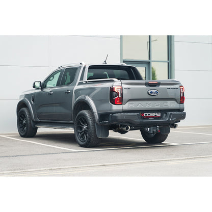 Ford Ranger Mk4 Pickup 4x4 2.0 EcoBlue TDCi (2019-2022, incl. Bi-Turbo) Raptor Style Dual Exit Twin Tip Axle-Back/Rear Section Performance Exhaust - Cobra Sport Stainless Steel Back Box/Rear Silencer Upgrade