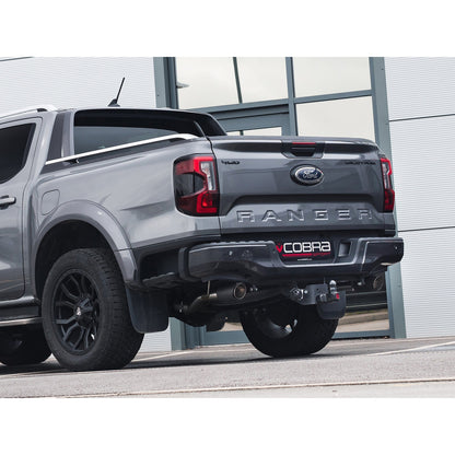 Ford Ranger Mk4 Pickup 4x4 2.0 EcoBlue TDCi (2019-2022, incl. Bi-Turbo) Raptor Style Dual Exit Twin Tip Axle-Back/Rear Section Performance Exhaust - Cobra Sport Stainless Steel Back Box/Rear Silencer Upgrade