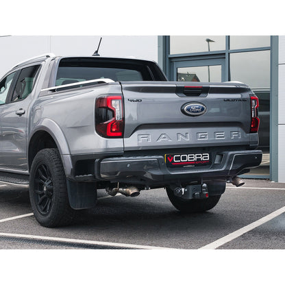 Ford Ranger Mk4 Pickup 4x4 2.0 EcoBlue TDCi (2019-2022, incl. Bi-Turbo) Raptor Style Dual Exit Twin Tip Axle-Back/Rear Section Performance Exhaust - Cobra Sport Stainless Steel Back Box/Rear Silencer Upgrade