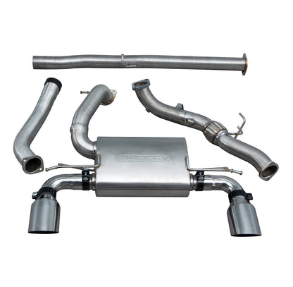 Ford Focus RS Mk3 2.3 EcoBoost (2016-2018) Turbo-Back / Cat-Back Exhaust System – 3" 76mm T304 Stainless Steel, Valved or Non-Valved, Resonated or Non-Resonated, Sports Cat or De