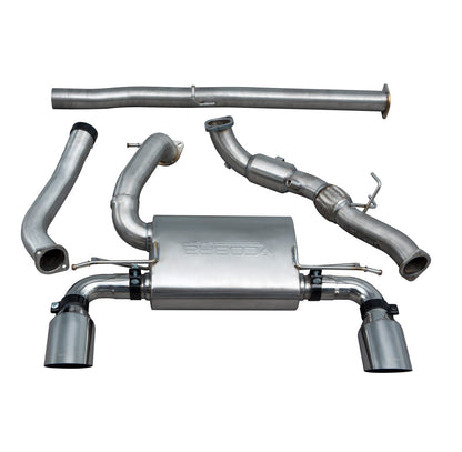 Ford Focus RS Mk3 2.3 EcoBoost (2016-2018) Turbo-Back / Cat-Back Exhaust System – 3" 76mm T304 Stainless Steel, Valved or Non-Valved, Resonated or Non-Resonated, Sports Cat or De