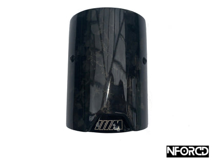 BMW Forged Carbon Fibre Exhaust Tips - Black | M Performance Style Clamp-On Tailpipe Trims with Hidden Clamp | 63-67mm / 67-72mm Inlet | UK Stock | Fits BMW 1 2 3 4 5 Series, M2 M3 M4 M5