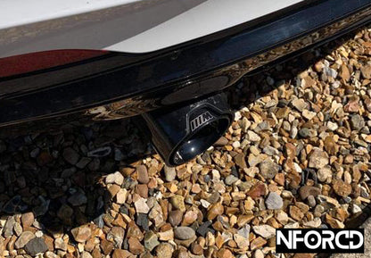 Forged Carbon Fibre Exhaust Tips for BMW - Silver Accents | M Performance Style Tailpipe Trims/Covers | Slip-On Clamp Fit End Tips | 63-67mm & 67-72mm Inlet | Marbled Carbon Tailpipe Finishers | UK Stock