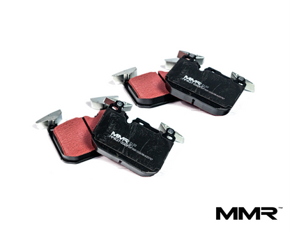 BMW F2x F3x Front Brake Pad Set – MMR RP650 Street/Fast Road Performance, ECE R90, Low Dust, Quiet, Fade-Resistant – For Blue M Sport Calipers, Manual Handbrake – Fits 1/2/3/4 Series F20 F21 F22 F23 F30 F31 F32 F33