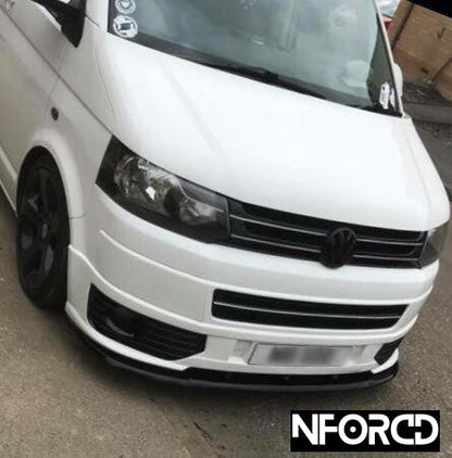 Volkswagen VW Transporter T5.1 Front Splitter - Gloss Black ABS Front Lip Spoiler by KSB, Front Bumper Splitter, Fitting Kit Included, UK Made