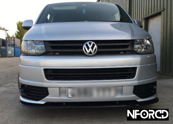 Volkswagen VW Transporter T5.1 Front Splitter - Gloss Black ABS Front Lip Spoiler by KSB, Front Bumper Splitter, Fitting Kit Included, UK Made