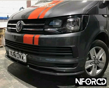KSB Front Splitter for VW Transporter T6 (2015-2019) - Gloss Black ABS OEM+ Front Lip Spoiler | UK Made | Direct Fit | Fitting Hardware Included | VW T6 Bumper Splitter