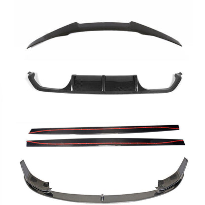 BMW M4 F82 Coupe 2014-2020 Full Carbon Fibre Body Kit - M Performance / MP Style Aero Pack - Front Splitter, Side Skirts, Rear Diffuser, V-Style Boot Spoiler - Gloss Carbon - CT Carbon