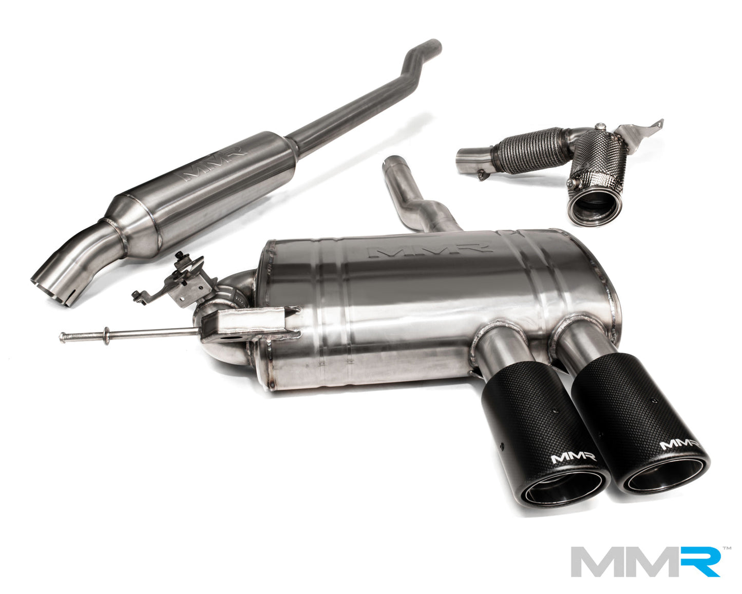 MMR Performance Valved/Active Exhaust for MINI Cooper S & JCW F56 F55 F54 Gen 3 Hatch/Clubman (2013-2019) – 2.75in Catback, 3in 300-Cell Sports Cat Downpipe – Remote Switchable Valvetronic, Carbon Fibre Tips – B48 – Cat-Back or Turbo-Back