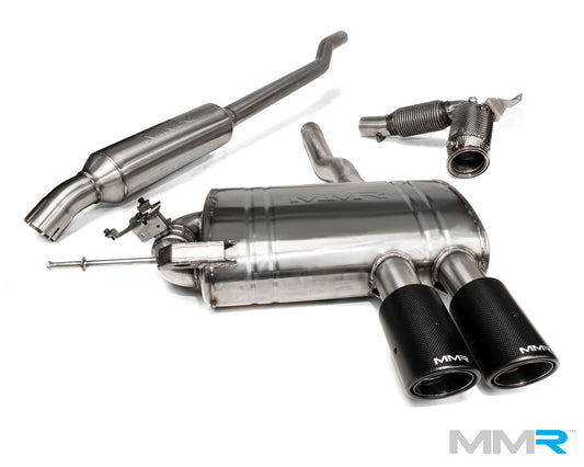 MMR Performance Valved/Active Exhaust for MINI Cooper S & JCW F56 F55 F54 Gen 3 Hatch/Clubman (2013-2019) – 2.75in Catback, 3in 300-Cell Sports Cat Downpipe – Remote Switchable Valvetronic, Carbon Fibre Tips – B48 – Cat-Back or Turbo-Back