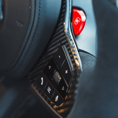 BMW Gxx M2,M3,M4 1,2,3,4 SERIES CARBON FIBRE / ALCANTARA LED FLAT BOTTOM STEERING WHEEL WITH HEATING