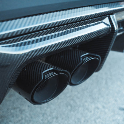 BMW M2 G87, M3 G80 G81, M4 G82 G83 Carbon Fibre/Fiber Exhaust Tips - Gloss Black Tailpipe Finishers/Tail Tips (Quad Muffler Tips, Set of 4) by CT Carbon