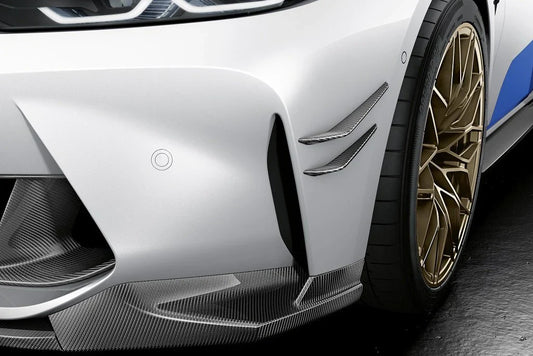 Genuine BMW M Performance Carbon Fibre Front Canards Dive Planes Winglets - Pair for G80 M3 & G82 M4 2021+ incl M3/M4 Competition - OEM Fit Front Bumper Aero Flicks Fins Air Deflectors - Authentic BMW Part Nos 51115A08FE9 / 51115A08FF9