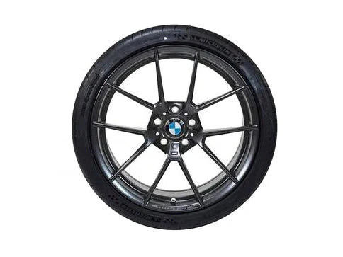 Genuine BMW 763M 19x9 ET29 Front Lightweight Alloy Wheel Rim - Satin Matte Black Y-Spoke | OEM M Performance Replacement for F80 M3, F82/F83 M4, F87 M2 & M2 Competition | 19 Inch 9J Front Axle | PN 36118053421