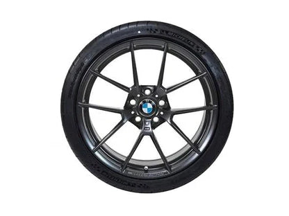 Genuine BMW 763M 19x9 ET29 Front Lightweight Alloy Wheel Rim - Satin Matte Black Y-Spoke | OEM M Performance Replacement for F80 M3, F82/F83 M4, F87 M2 & M2 Competition | 19 Inch 9J Front Axle | PN 36118053421