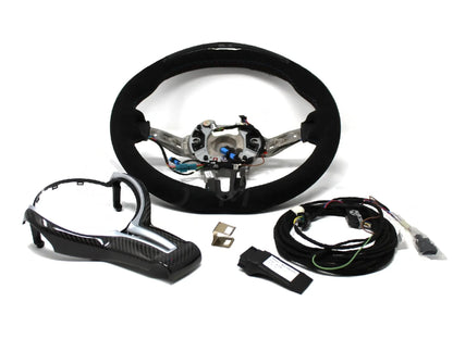 BMW M5 F10 / M6 F06 F12 F13 M Performance Alcantara Suede Carbon Fibre Sport Steering Wheel, Race Display OLED with LED Shift/Rev Lights, G-Meter Lap Timer, 373mm - Genuine OEM Retrofit Upgrade - 32302344136