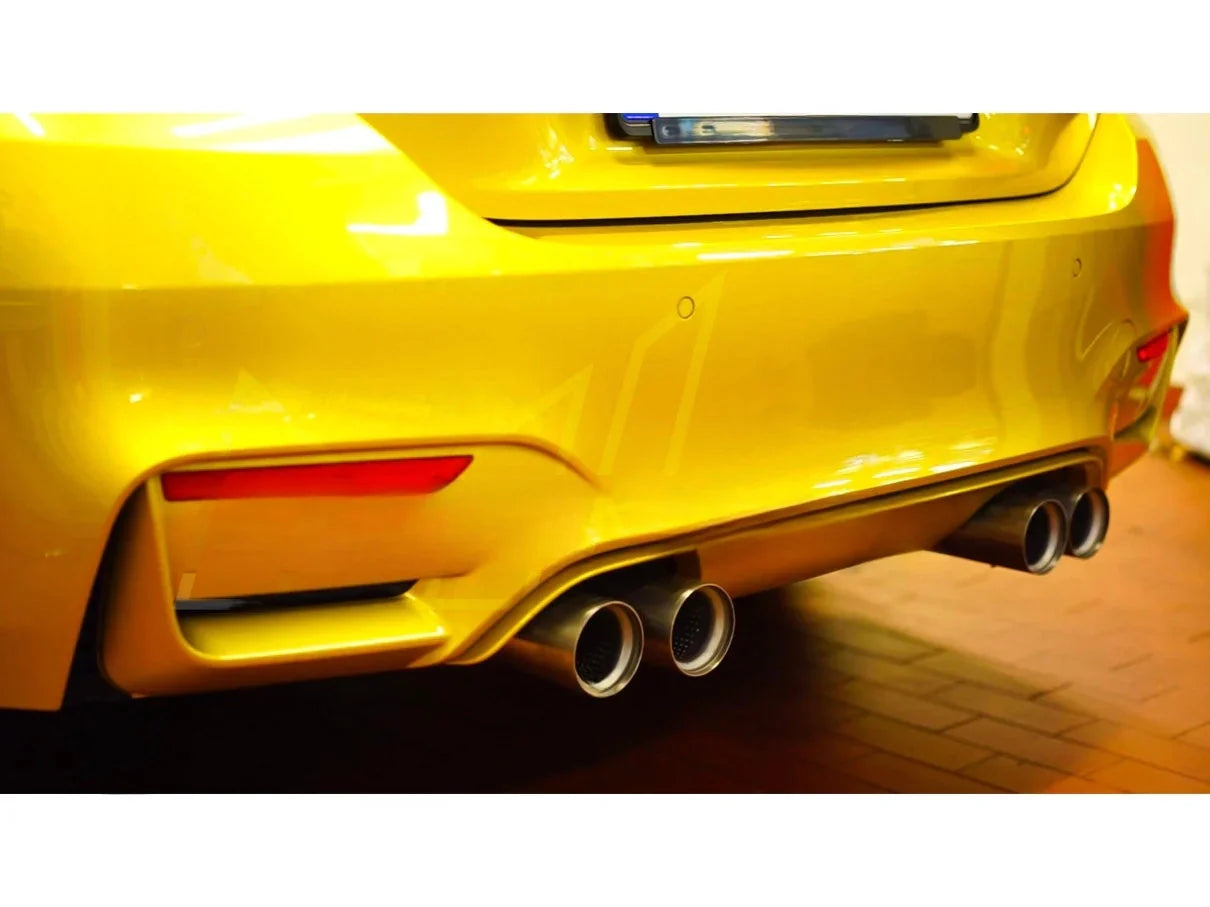 Genuine BMW M Performance Titanium Valved Rear Section Exhaust for F80 M3 & F82/F83 M4 (S55) – OEM Switchable Valvetronic Axle-Back Back Box/Muffler with Quad Tailpipes – Titanium or Carbon Fibre Tips