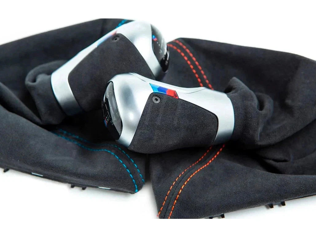 Genuine BMW M Performance Interior Kit for F87 M2 & M2 Competition  Carbon Fibre & Alcantara, Manual Shift Knob & Gaiter (Blue/Orange Stitch), Carbon Fibre Handbrake Handle  OEM LHD/RHD