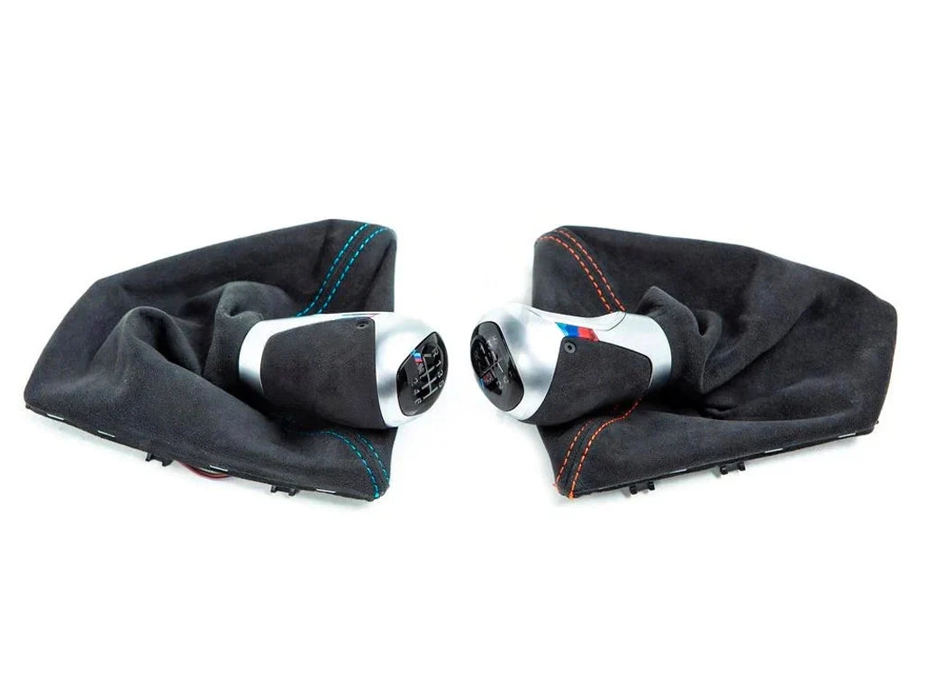 Genuine BMW M Performance Interior Kit for F87 M2 & M2 Competition  Carbon Fibre & Alcantara, Manual Shift Knob & Gaiter (Blue/Orange Stitch), Carbon Fibre Handbrake Handle  OEM LHD/RHD