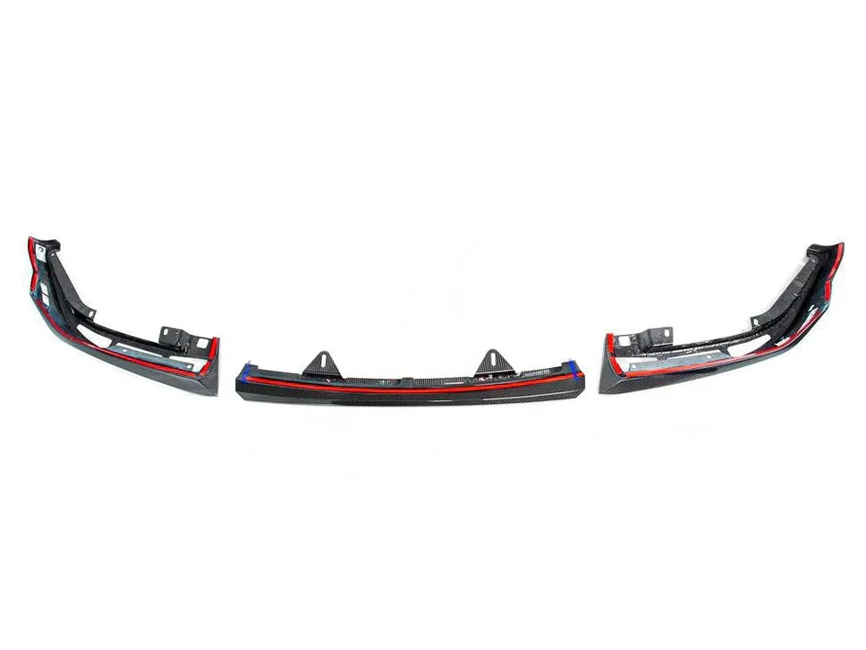 Genuine BMW M Performance F90 M5 LCI Carbon Fibre/Fiber Front Lip Spoiler Kit - Splitter Blades & Lower Centre Lip (Front Air Dam/Chin Spoiler) 2021+ OEM Front Bumper Aero Set Fits M5 Competition