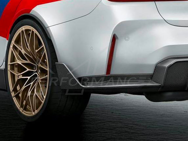 BMW G80 M3 / M3 Competition (2021+) Genuine BMW OEM M Performance Carbon Fibre Rear Bumper Winglets/Blades/Extensions | Corner Splitters/Spats/Canards/Aero Fins | Sedan/Saloon Pair | PN 51195A1B169 & 51195A1B170