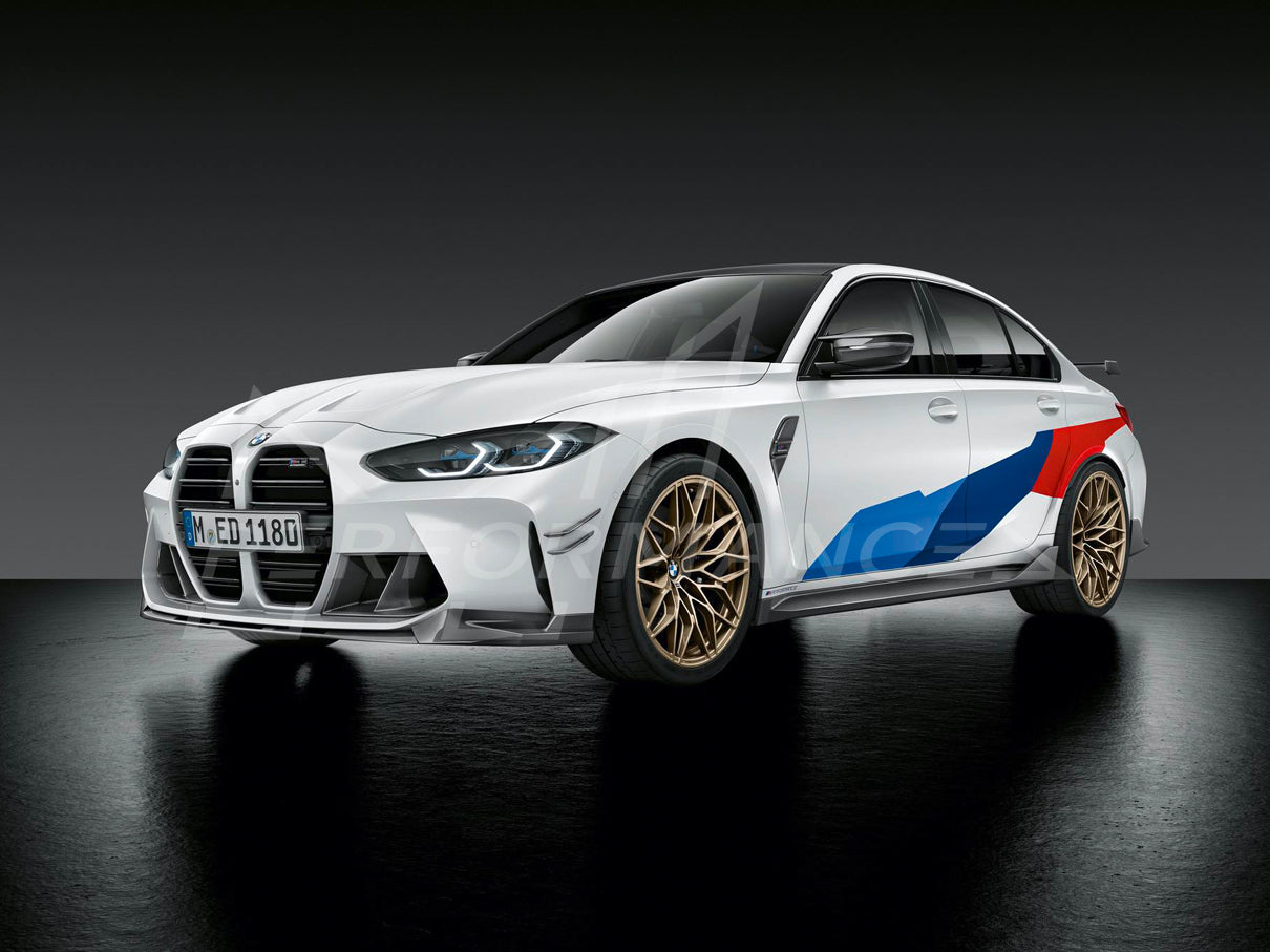 Genuine BMW G80 M3 & M3 Competition M Performance Side Stripe Car Wrap Kit - OEM Pre-Cut Vinyl Decals (M Tricolour) for Saloon 2021+ | Left & Right Pair | Part 51145A14374