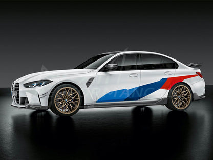 Genuine BMW G80 M3 & M3 Competition M Performance Side Stripe Car Wrap Kit - OEM Pre-Cut Vinyl Decals (M Tricolour) for Saloon 2021+ | Left & Right Pair | Part 51145A14374