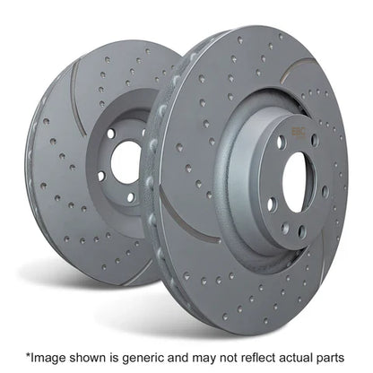 EBC GD2150 349mm Slotted & Dimpled Grooved Sport Front Brake Discs - Akebono Caliper - Fits Audi A4 A5 A6 A7 A8 D4, S4 S5 (B9), Q5 Q7; Porsche Macan 95B/9B5; Volkswagen Touareg - Thermic Black Coated