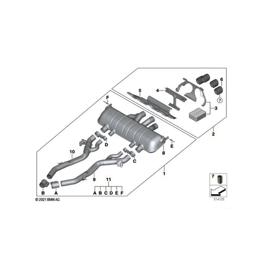 BMW M2 G87 Rear Silencer / Back Box - Genuine OEM M Performance Axle-Back Sports Exhaust 18305A6A719 - Fits 2023+ 3.0 S58 - OE Rear Muffler Rear Exhaust Section