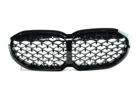 Genuine BMW 1 Series F40 Shadowline Gloss Black Diamond Mesh Honeycomb Kidney Grille/Grill – OEM Front Bumper/Radiator Grille Upgrade Replacement – M Performance Style – Fits 2018–Present 116d 118i 120d xDrive M135i xDrive – Part 51135A39370