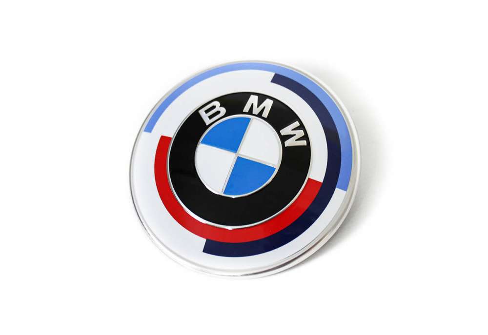 Genuine BMW 82mm 50th Anniversary (50 Jahre M) Front Bonnet/Hood Emblem Badge | OEM Roundel | Part 51148087188 | Fits E82 E90 F01 F10 G14, 335xi, M3 M5 M8