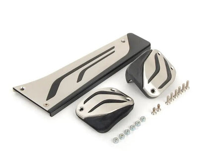 Genuine BMW M Performance Stainless Steel Pedal Set  Manual LHD  OEM Pedal Covers for F10 F20 F30 F31 F32 F33 F36 G30 G31 | 1 2 3 4 5 6 Series, M2 M3 M4, X1 X3 X4  Part No. 35002232276 | Fits 320i 530i 640i