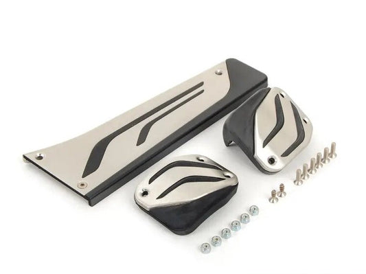 Genuine BMW M Performance Stainless Steel Pedal Set  Manual LHD  OEM Pedal Covers for F10 F20 F30 F31 F32 F33 F36 G30 G31 | 1 2 3 4 5 6 Series, M2 M3 M4, X1 X3 X4  Part No. 35002232276 | Fits 320i 530i 640i